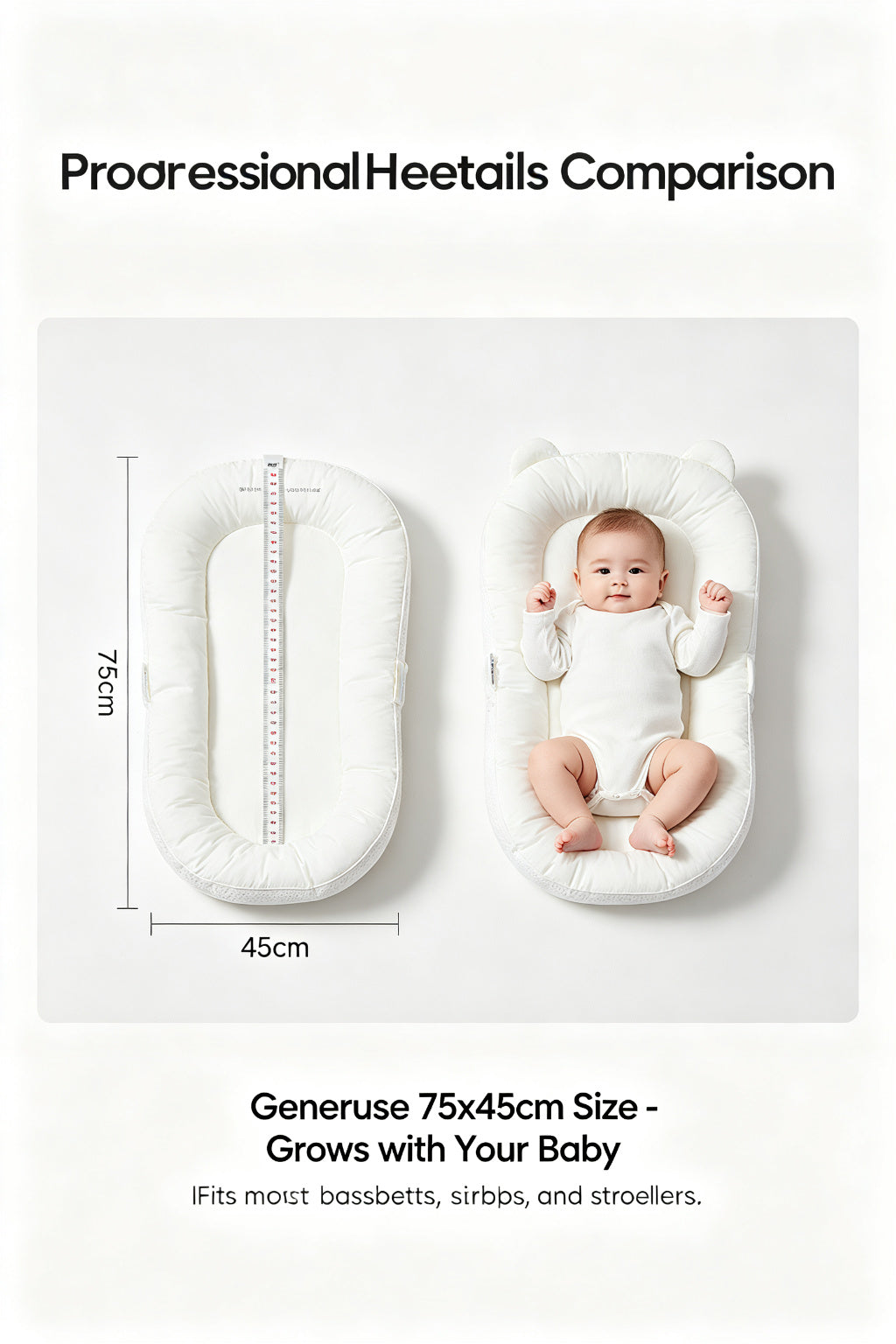 Breathable Mesh Baby Lounger Nest Portable Newborn Sleep Bed Anti-Pressure Floor Mat 75x45cm